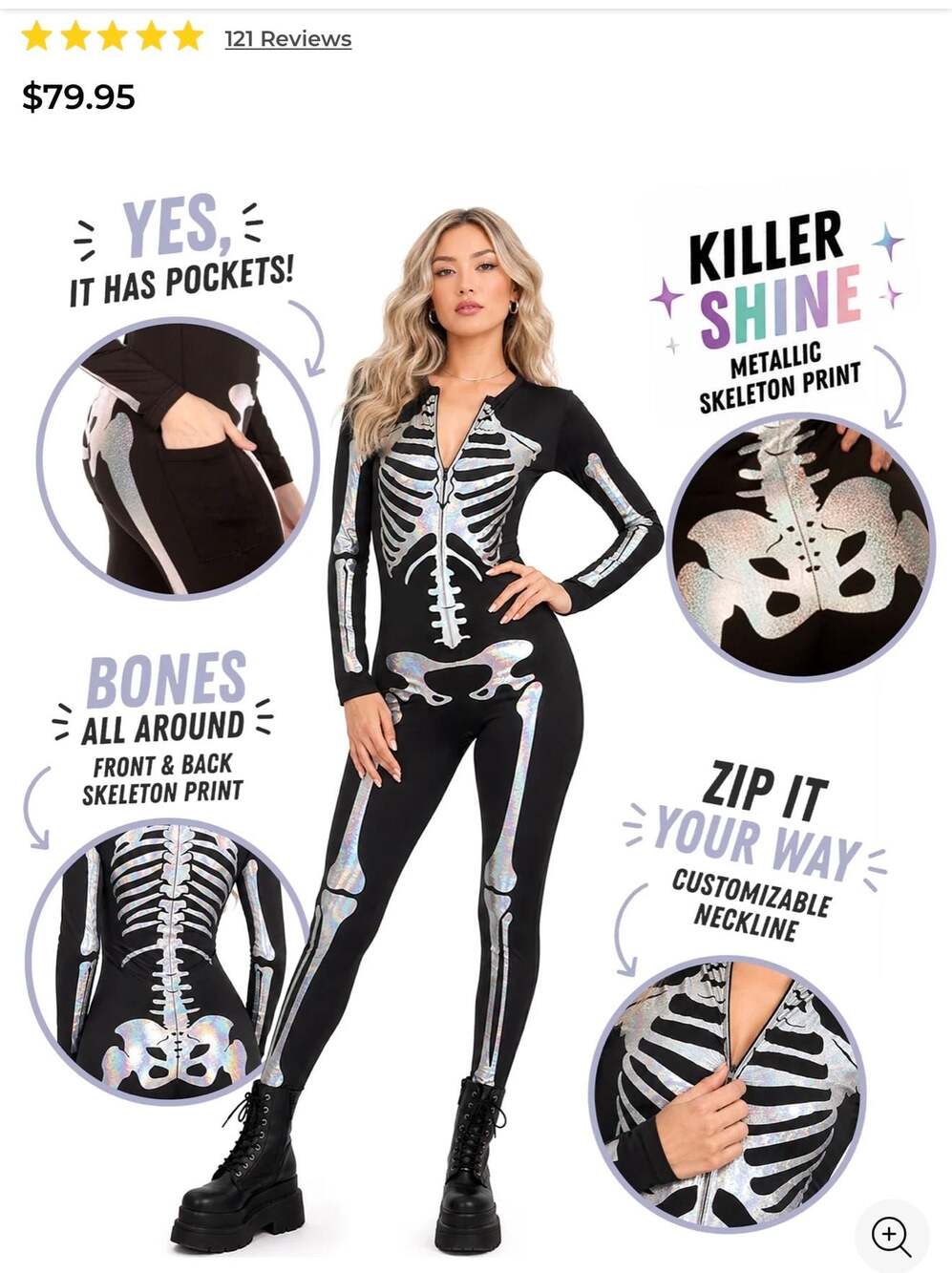 Tipsy Elves Shimmer Skeleton Bodysuit Costume Size XL Womens New W/tags! FAST